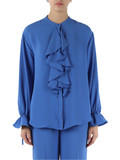 AZZURRO | Camicia SABLÈ CREPE con volant AZZURRO | Camicia SABLÈ CREPE con volant