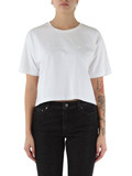 BIANCO | T-shirt cropped in cotone con scritta logo frontale BIANCO | T-shirt cropped in cotone con scritta logo frontale