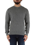 GRIGIO | Maglia girocollo a trecce in cotone GRIGIO | Maglia girocollo a trecce in cotone