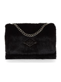 NERO | Borsa a tracolla in ecopelliccia con placca logo NERO | Borsa a tracolla in ecopelliccia con placca logo