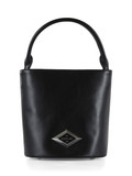 NERO | Borsa a secchiello in ecopelle con placca logo frontale NERO | Borsa a secchiello in ecopelle con placca logo frontale