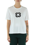 BIANCO | T-shirt boxy fit in cotone con ricamo logo frontale BIANCO | T-shirt boxy fit in cotone con ricamo logo frontale