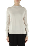 BEIGE | Maglia in misto viscosa con bottoni logo BEIGE | Maglia in misto viscosa con bottoni logo