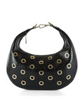 NERO | Borsa a tracolla in ecopelle con anelli metallici applicati