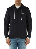 BLU SCURO | Felpa in misto cotone con cappuccio e zip
