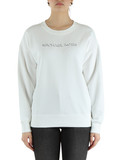 BIANCO | Felpa in cotone garzato con scritta logo a rilievo