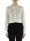 BIANCO | Cardigan in cotone con perle applicate