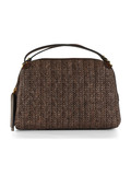 MARRONE | Borsa a mano in in paglia e suede ALIFA