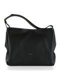 SCHWARZ | Schultertasche aus genarbtem Leder CECILE Large