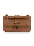 MARRONE CHIARO | Borsa a spalla in suede TRIBECA Small