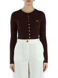 MARRONE | Cardigan cropped in misto lyocell e seta