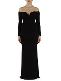NERO | Abito lungo Red Carpet drappeggiato in jersey crepe