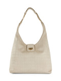 BEIGE | Borsa hobo in ecosuede stampa cocco
