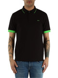 SCHWARZ | Polo aus Baumwoll-Piqué mit fluoreszierenden Details