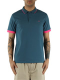 HELLBLAU | Polo aus Baumwoll-Piqué mit fluoreszierenden Details