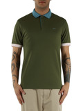 VERDE SCURO | Polo in cotone piquet con profili a contrasto