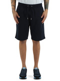 BLU SCURO | Pantaloncini sportivi in cotone garzato con ricamo logo frontale