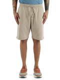 BEIGE | Pantaloncini sportivi in cotone garzato con ricamo logo frontale