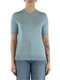 AZZURRO | Maglia girocollo a manica corta in misto viscosa
