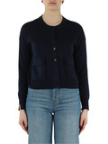BLU SCURO | Cardigan girocollo in cotone