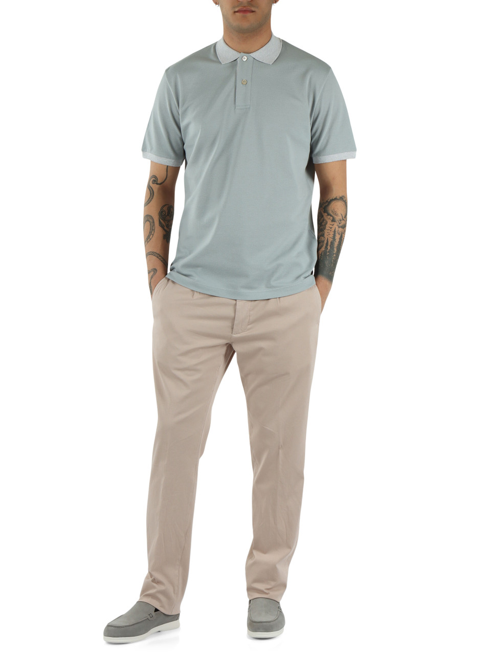 CELESTE | Polo in cotone piquet con inserti a contrasto