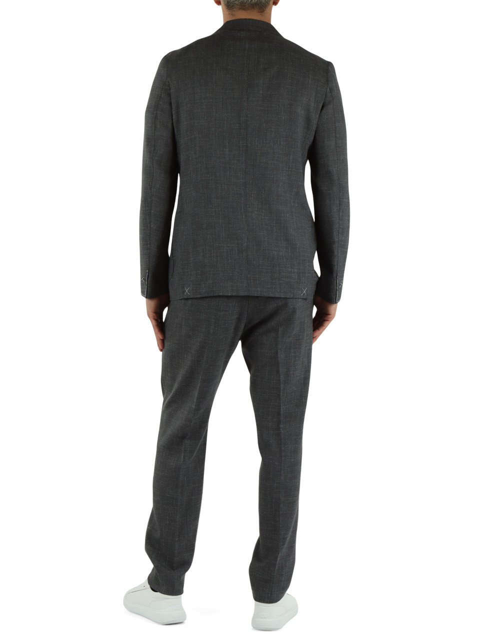 GRIGIO SCURO | Abito due pezzi cucito a mano in lana Loro Piana, seta e lino