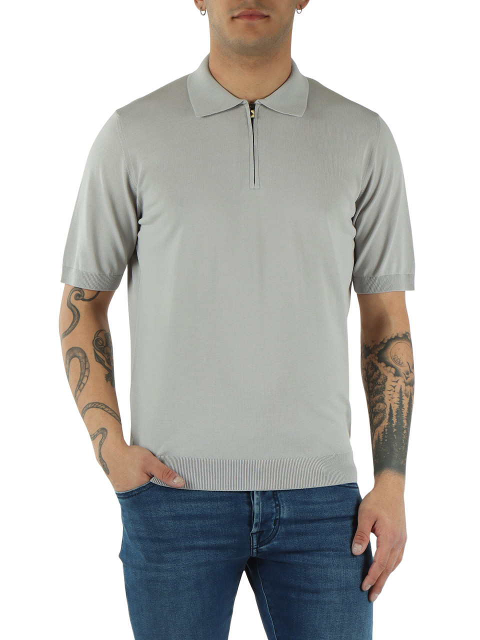GRIGIO CHIARO | Polo in maglina di cotone