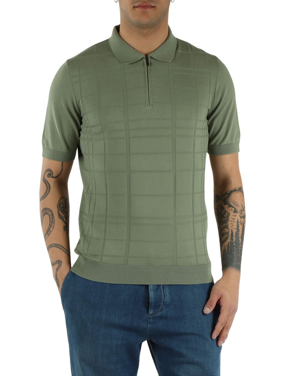 SALVIA | Polo in maglina di cotone con motivo decorativo