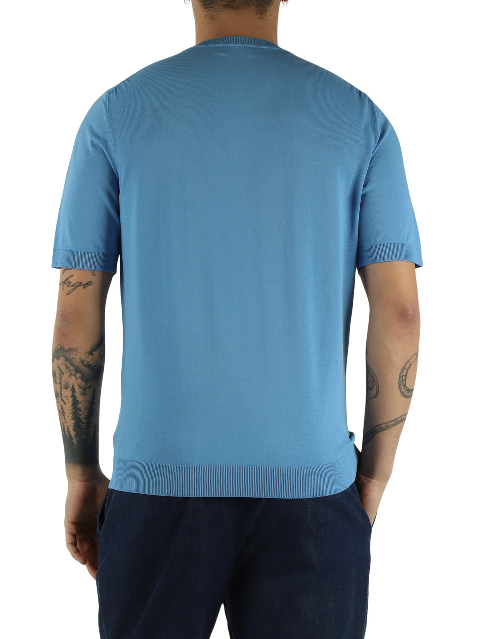 AZZURRO | Maglia girocollo manica corta in cotone