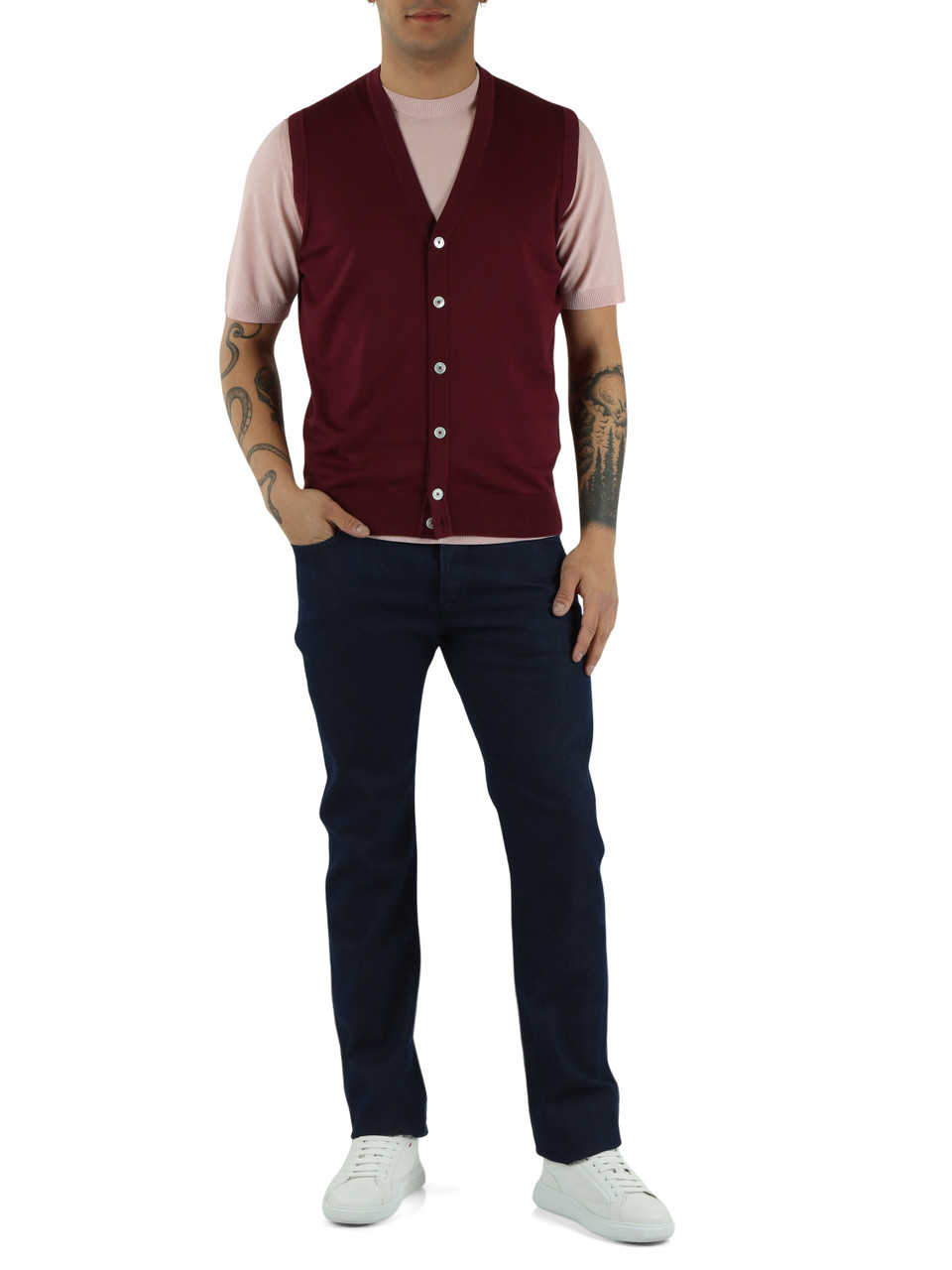 BORDEAUX | Gilet in cotone con bottoni