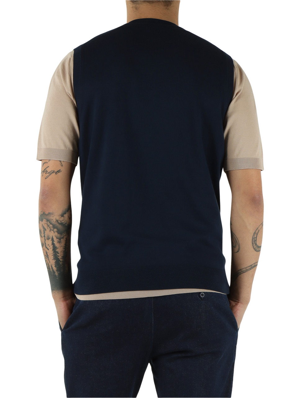 BLU SCURO | Gilet collo a V in cotone