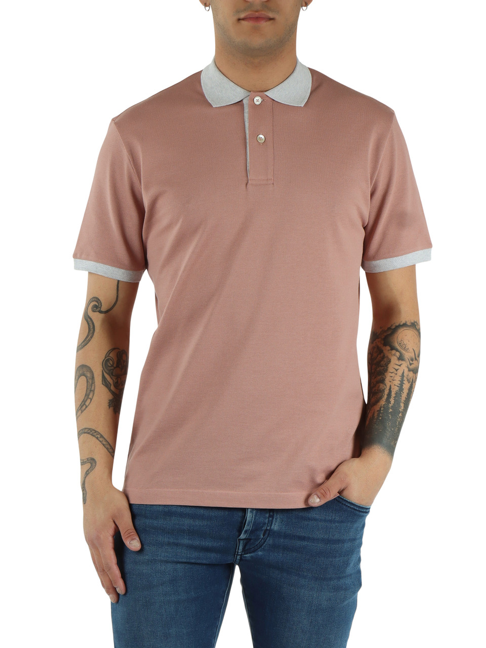 ROSA | Polo in cotone piquet con inserti a contrasto