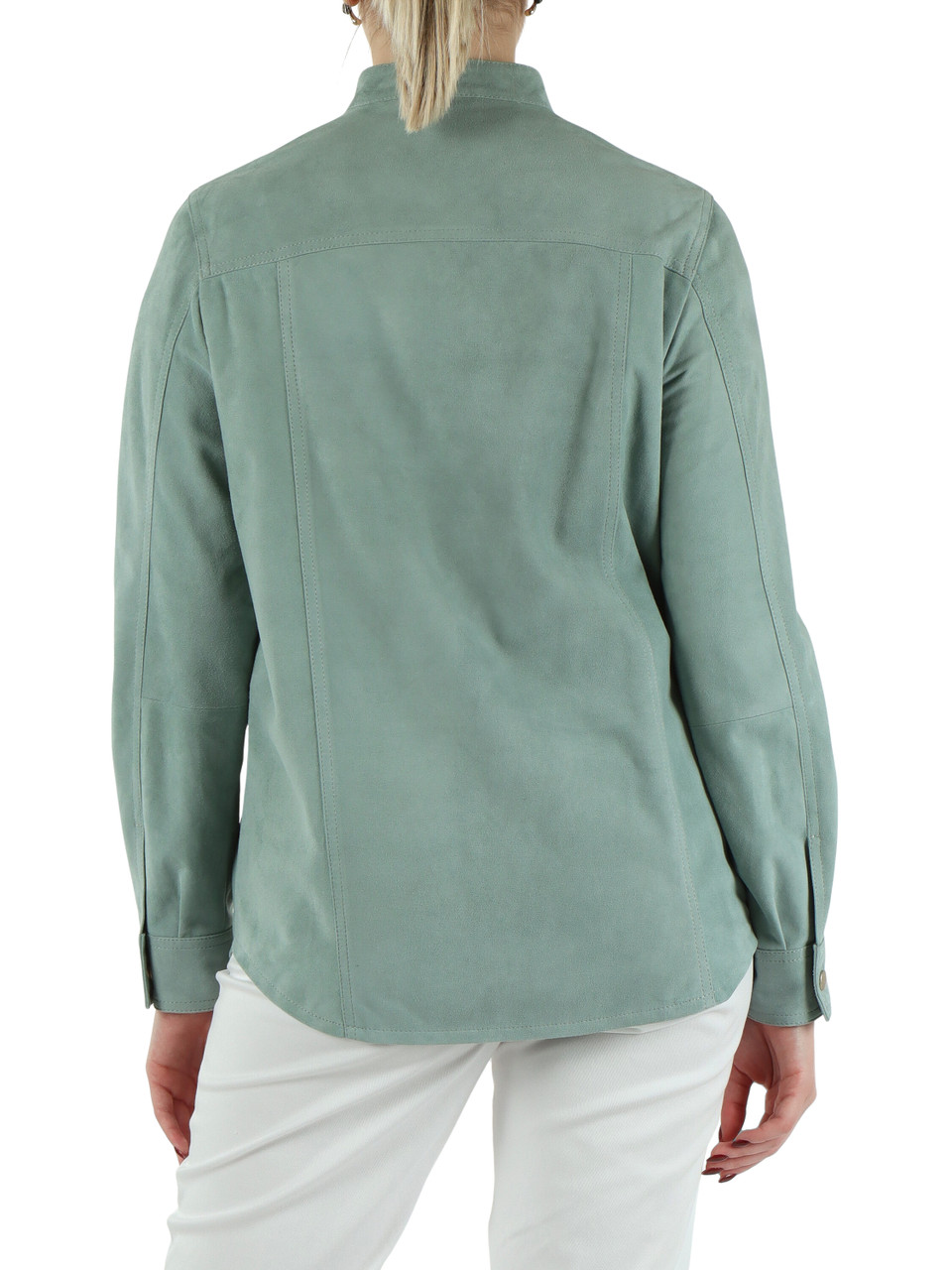 VERDE ACQUA | Overshirt stile texano in suede leggero 0,4 mm