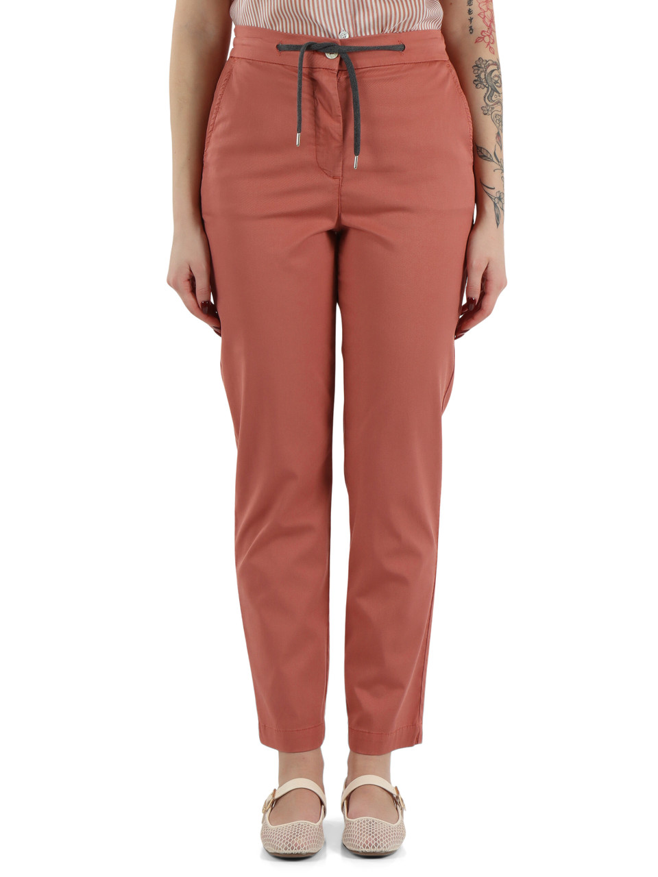 ROSSO CHIARO | Pantalone in misto cotone e lyocell