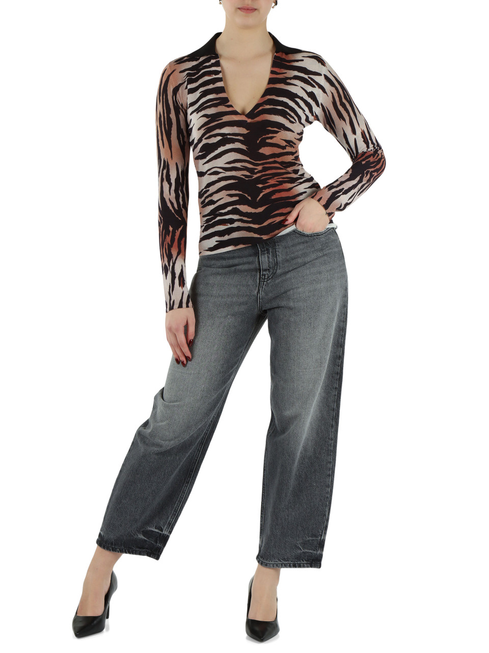 SCHWARZ | Polo Derby EROSIONE in Baumwollmischung