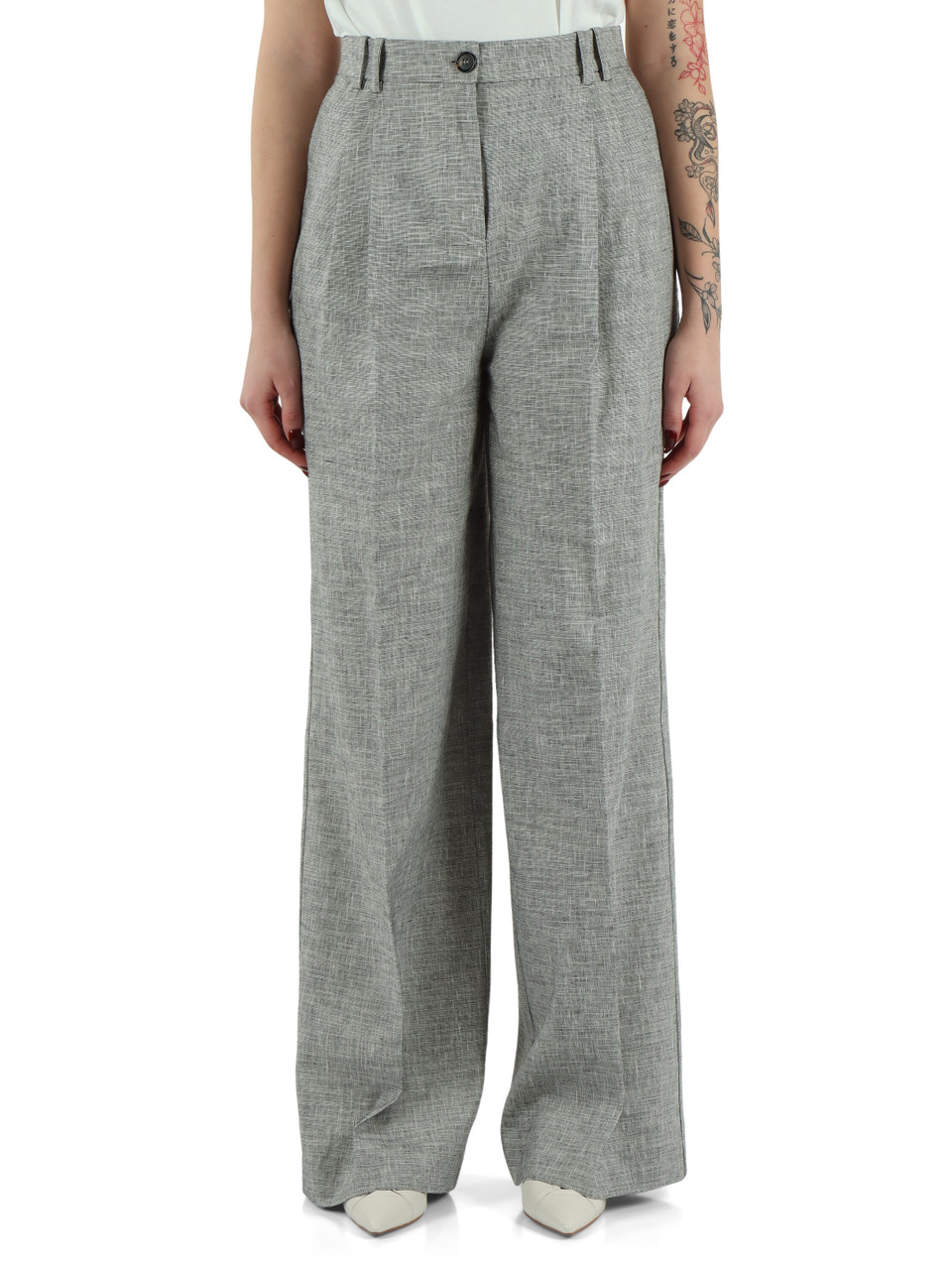 GRIGIO | Pantalone BRESCELLO in misto cotone e lino