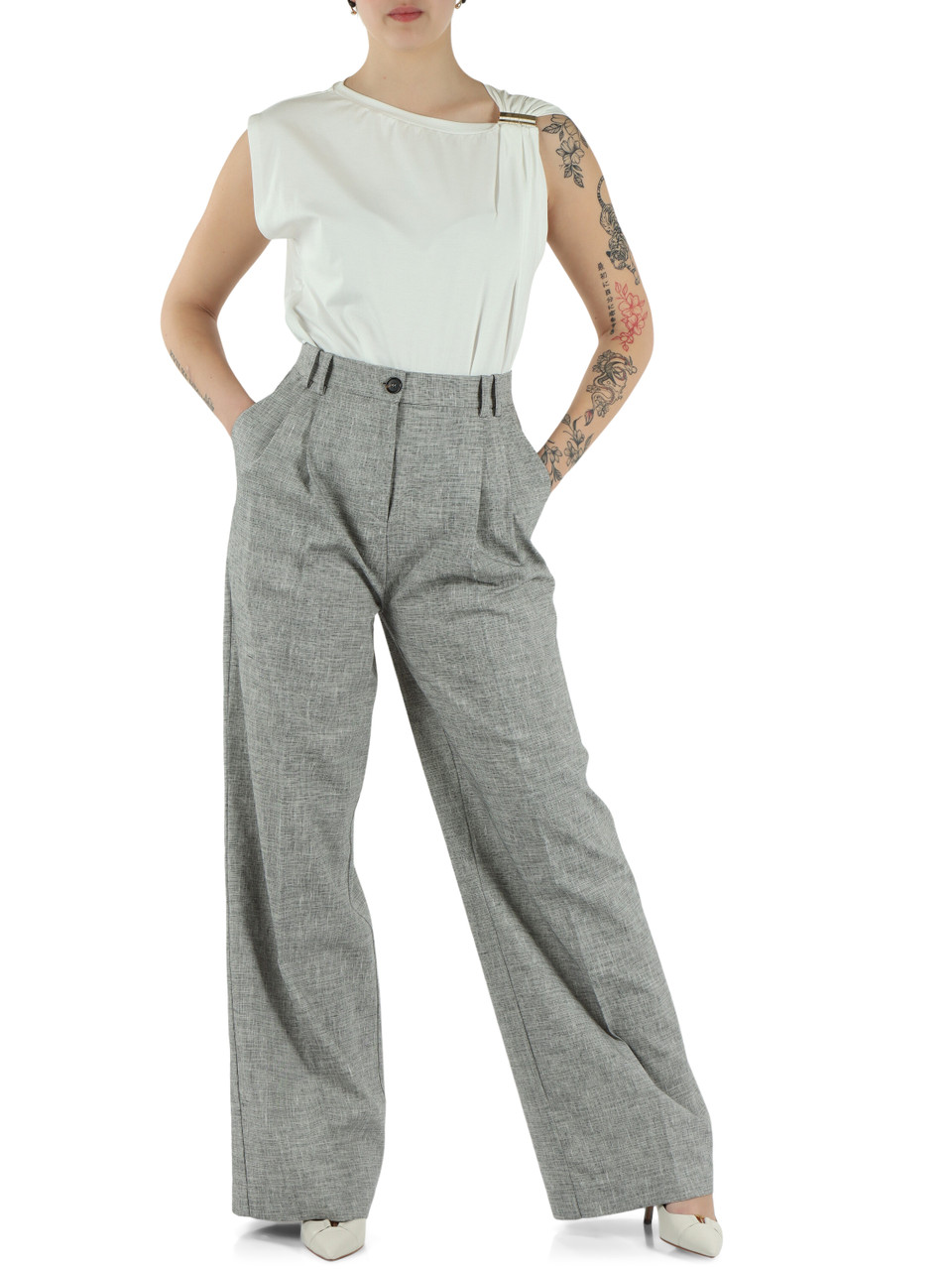 GRIGIO | Pantalone BRESCELLO in misto cotone e lino