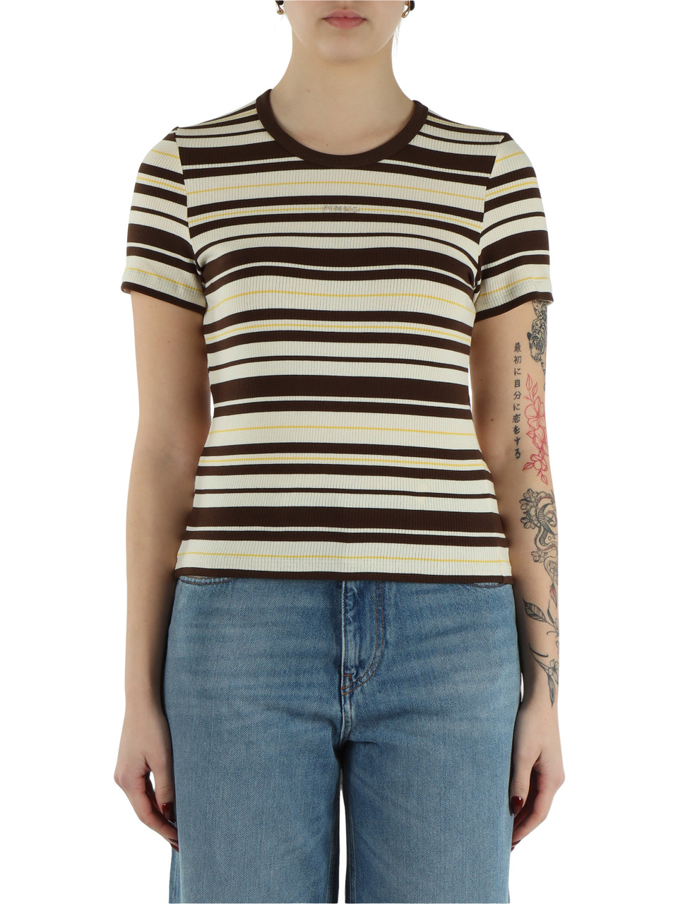 MARRONE | T-shirt in maglina di cotone a costine CINZANO