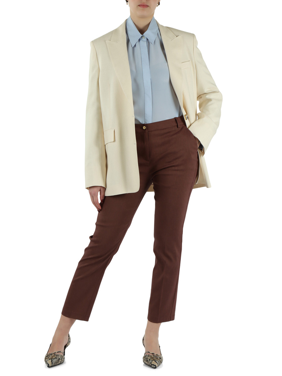 MARRONE | Pantalone in lino e viscosa stretch BELLO