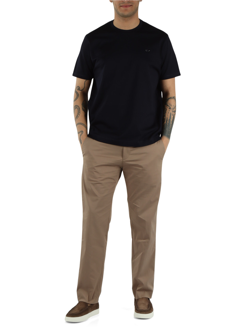 BLU SCURO | T-shirt in cotone con placca logo