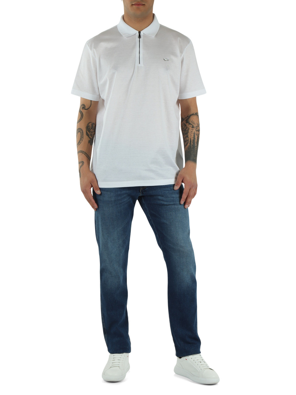 BIANCO | Polo in cotone con chiusura zip