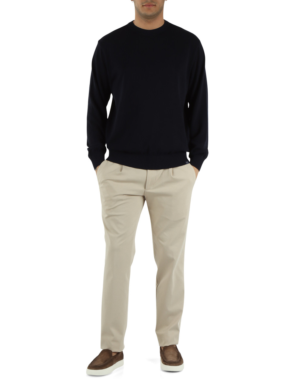 BLU SCURO | Maglia girocollo in cotone