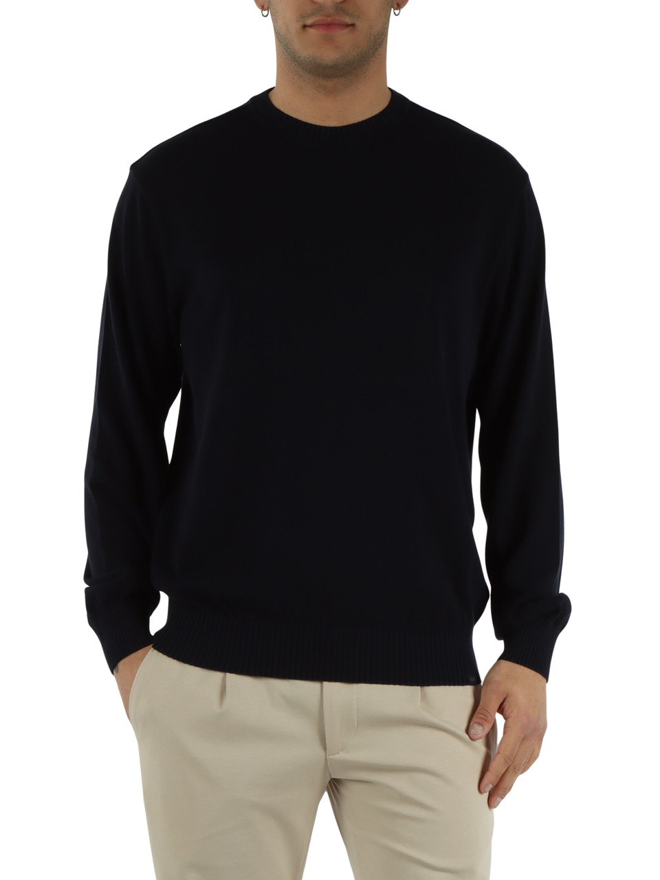 BLU SCURO | Maglia girocollo in cotone