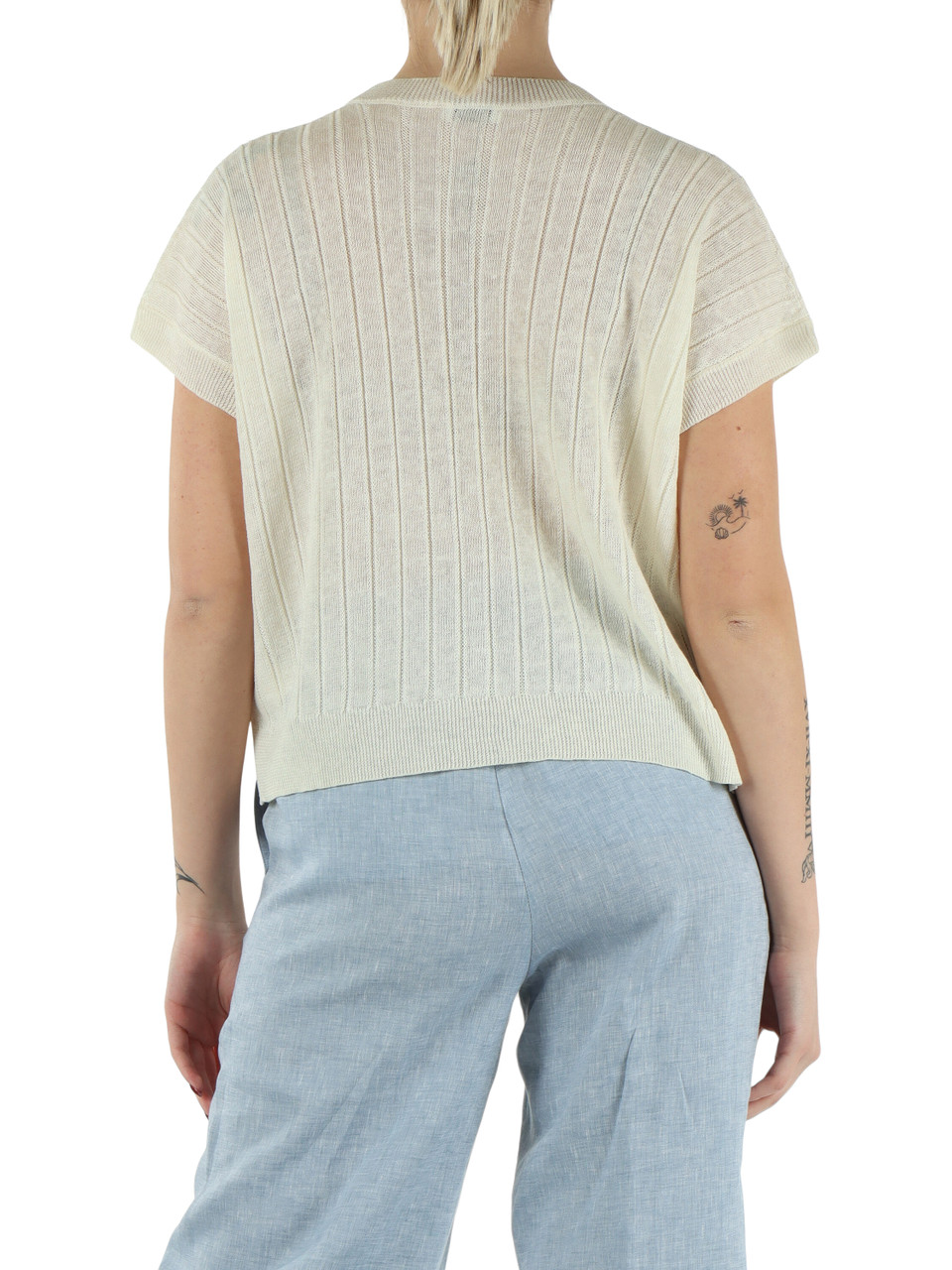 PANNA | Maglia in filato di misto lino a coste