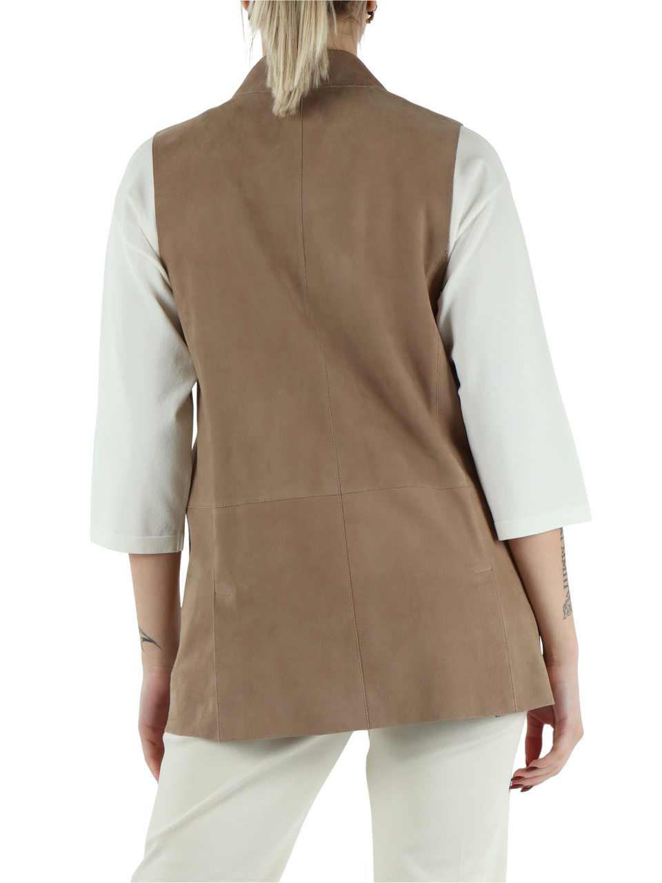 BEIGE | Gilet doppiopetto in suede LANAI