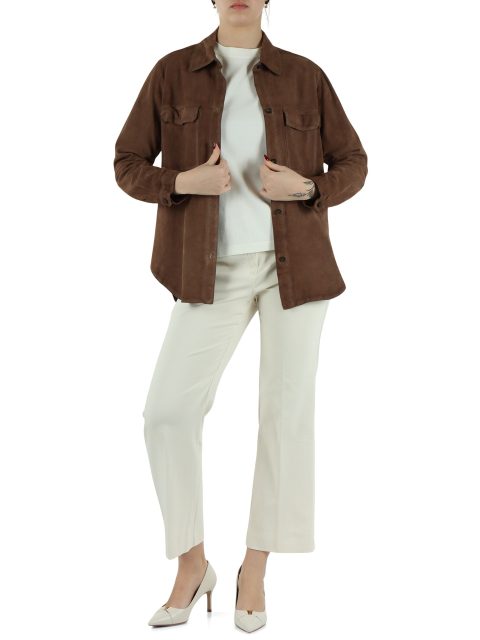 MARRONE | Overshirt in suede VESUVIO