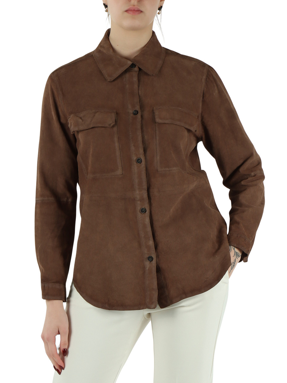 MARRONE | Overshirt in suede VESUVIO