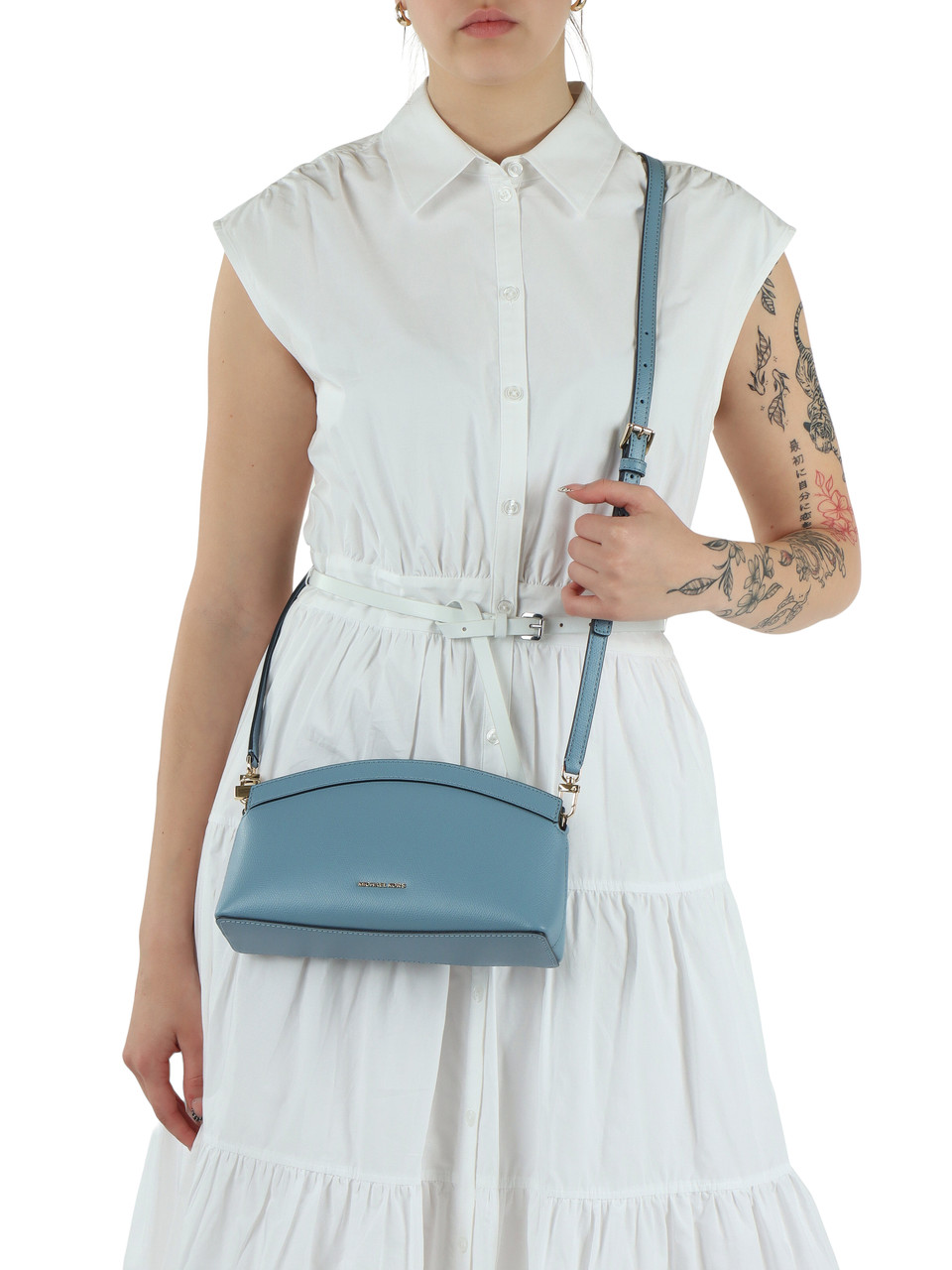 AZURBLAU | ATHENA Small Umhängetasche aus Leder