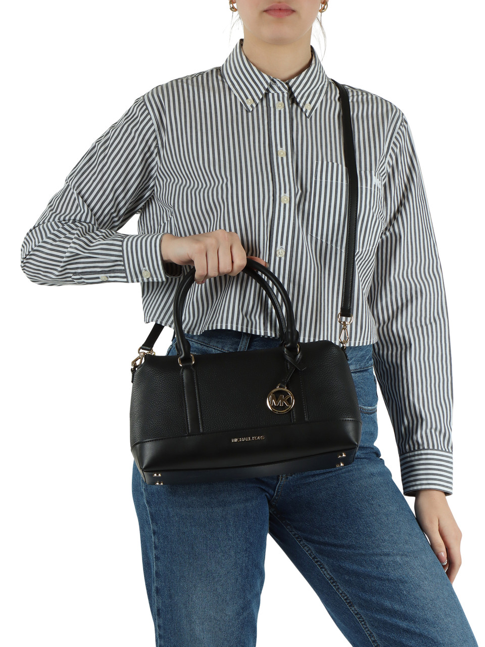 SCHWARZ | ANDIE Medium Handtasche aus genarbtem Leder