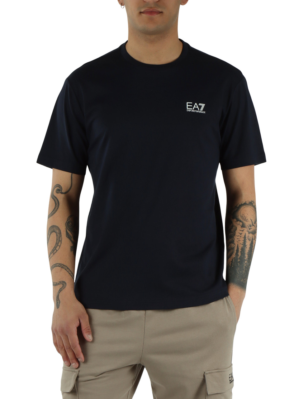 Dunkelblau | Regular Fit T-Shirt aus Baumwolle mit Logoprint